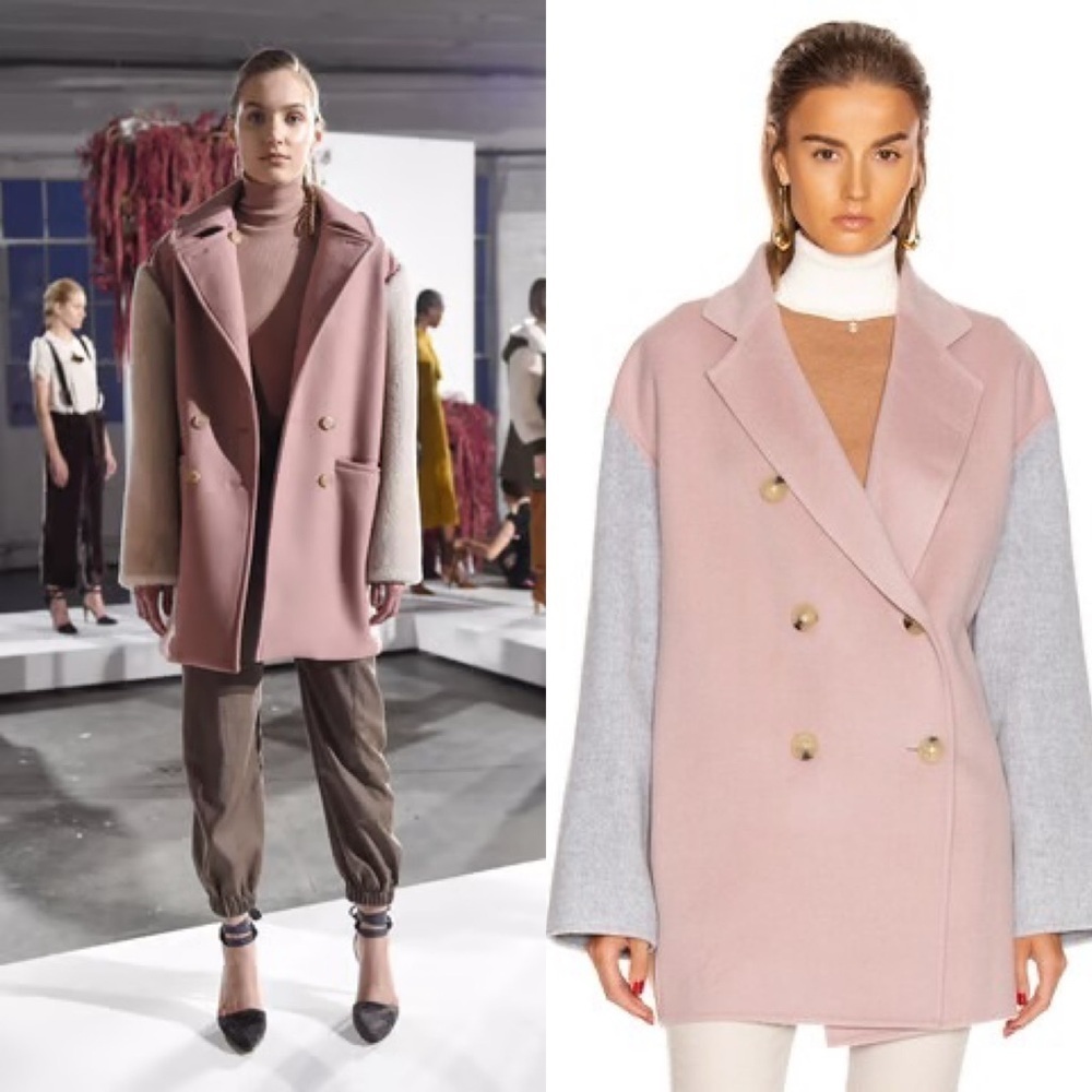 ACNE STUDIOS Odine Double Breasted Wool Coat in Powder Pink Melange Sz 36/Small